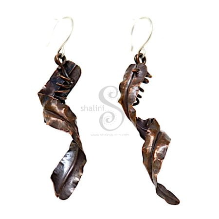 Fold Formed Long Copper Earrings | Handmade to Order