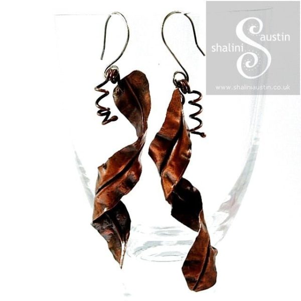 Fold Formed Long Copper Earrings | Handmade to Order - Image 3