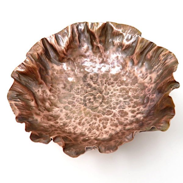 Hand Forged Antique Finish Copper Bowl RUFFLES (01) - Image 2