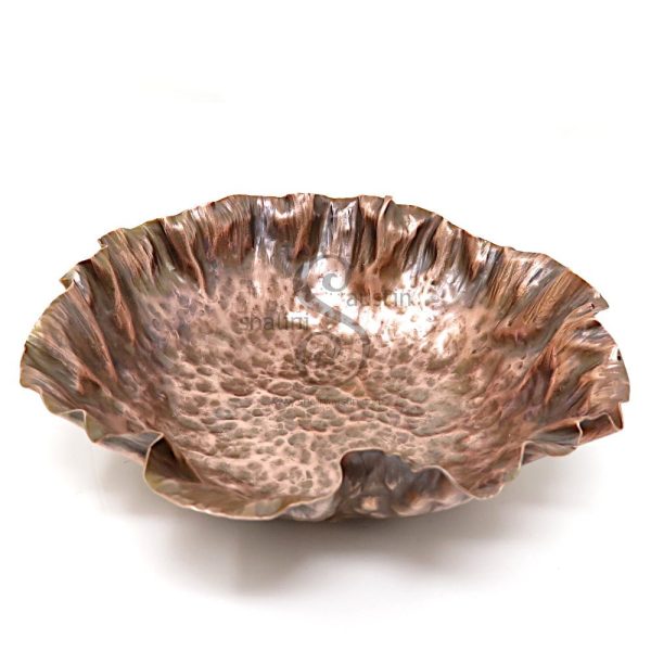 Hand Forged Antique Finish Copper Bowl RUFFLES (01) - Image 3