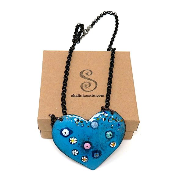 HEARTS and FLOWERS 07 | Bold Enamelled Copper Pendant - Image 5